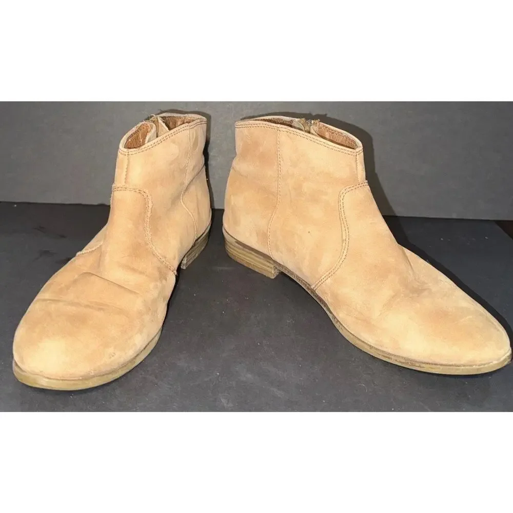 Aldo Booties Tan Leather Zip Up Size‎ 6.5 Boho Hippy Cottagecore